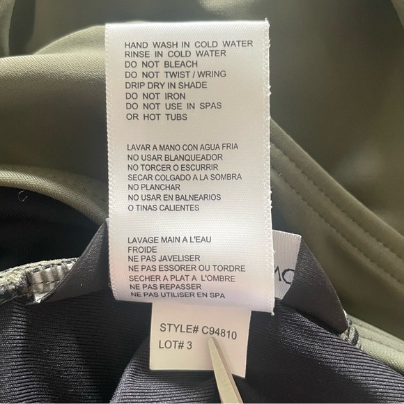 Carmen Marc Valvo One Shoulder Mesh Cutout Swimsuit Olive Green 12 NWOT - Picture 5 of 8